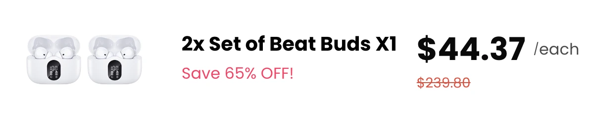 Double BeatBuds X1 White Earbuds Bestseller 65% Off Discount Package