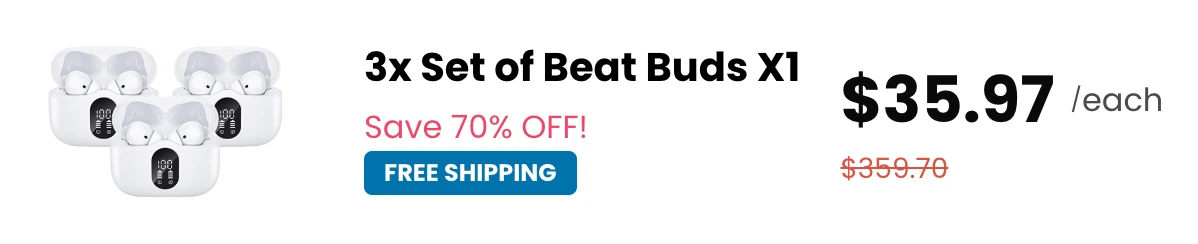 Triple BeatBuds X1 White Earbuds Massive 70% Off Discount Package
